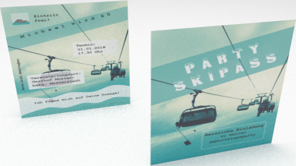 Einladungskarte Party-Skipass